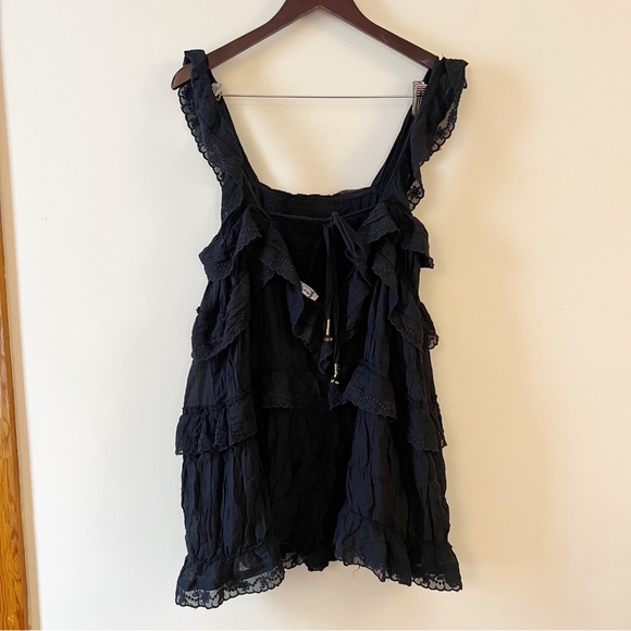 Free People Tiered and True Black Ruffled Romper Size Medium - Picture 7 of 14